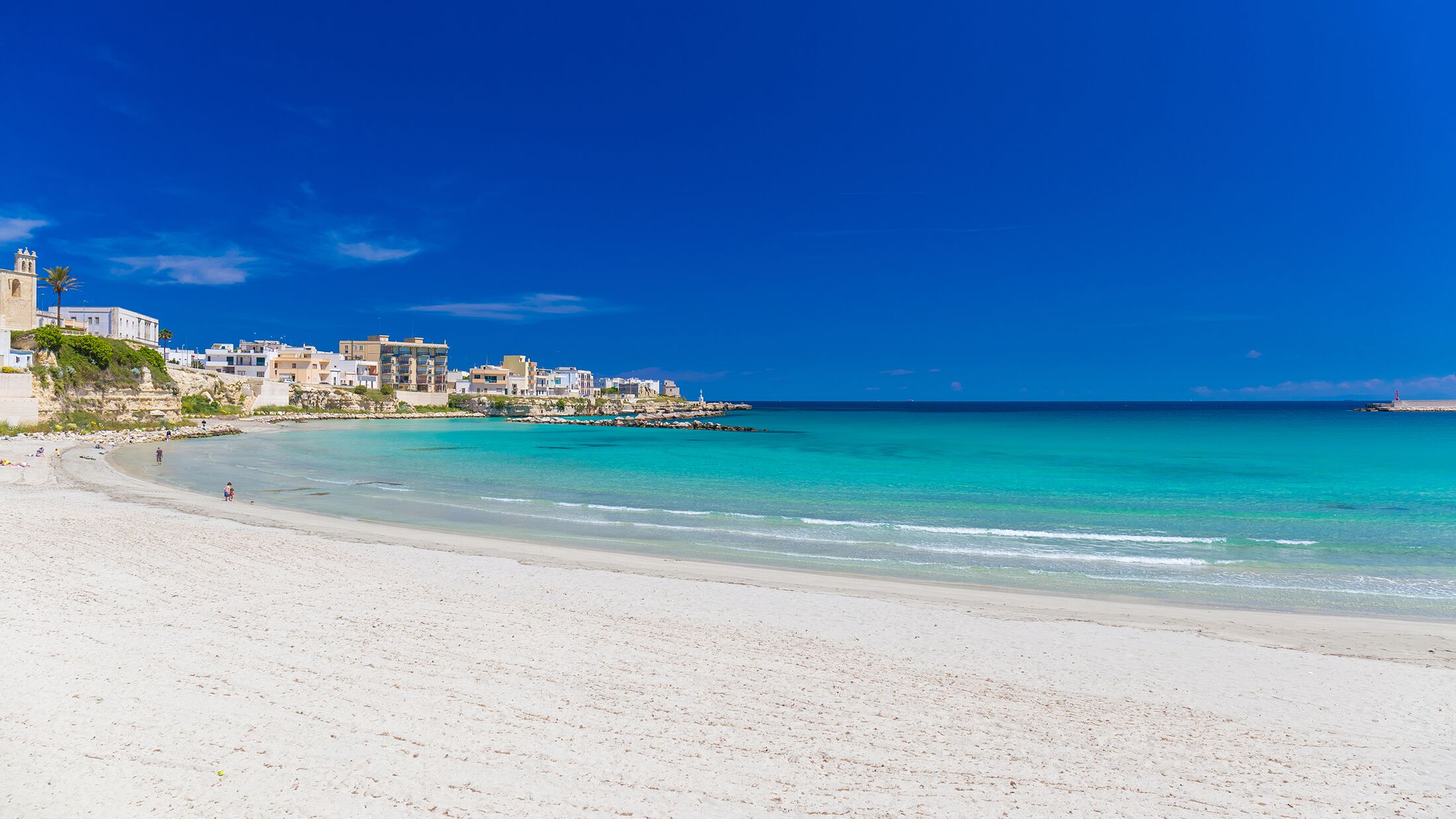 Beautiful town of Otranto and its beach, Salento peninsula, Puglia region, Italy