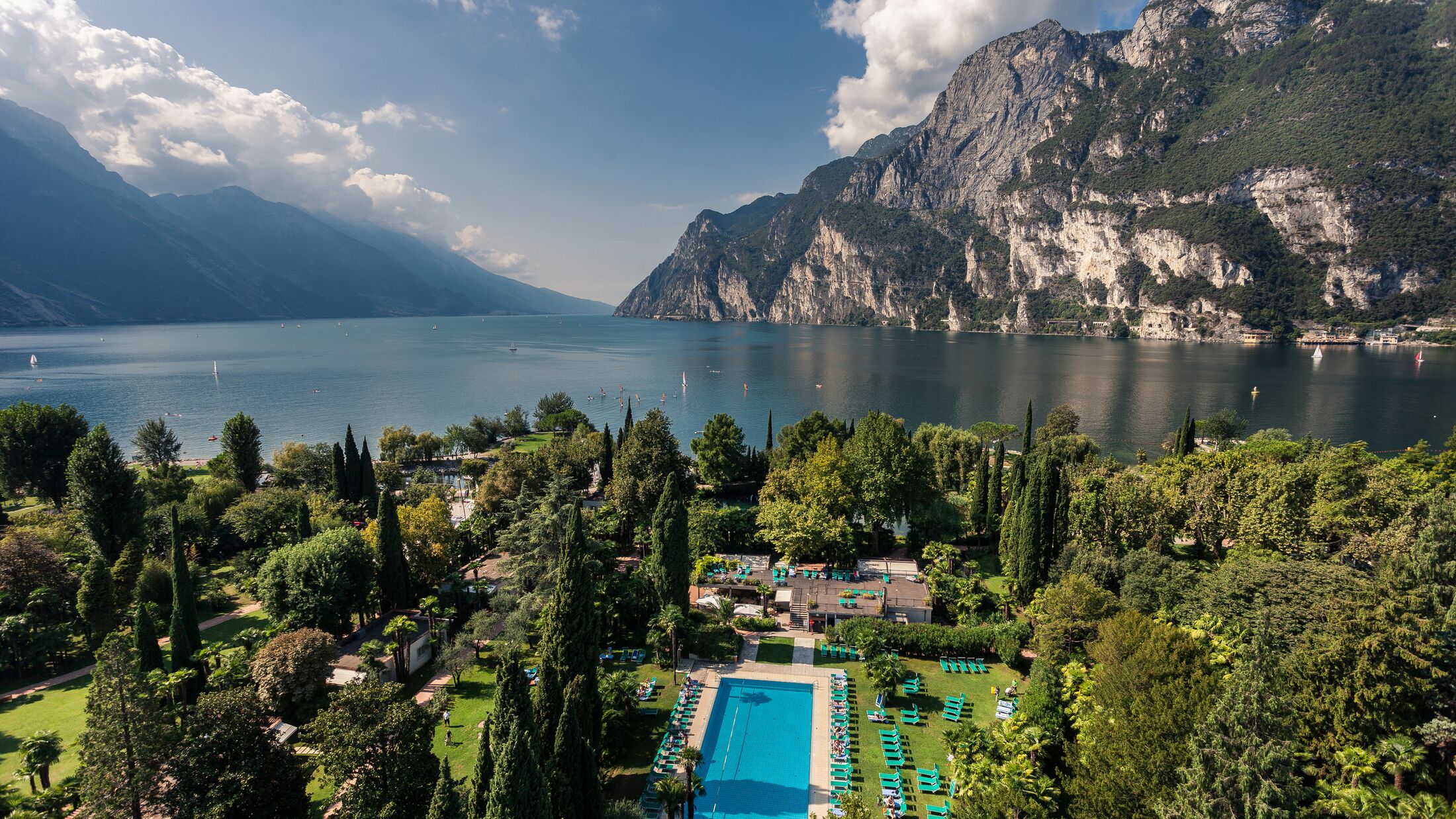 a view of a body of water with a mountain in the background