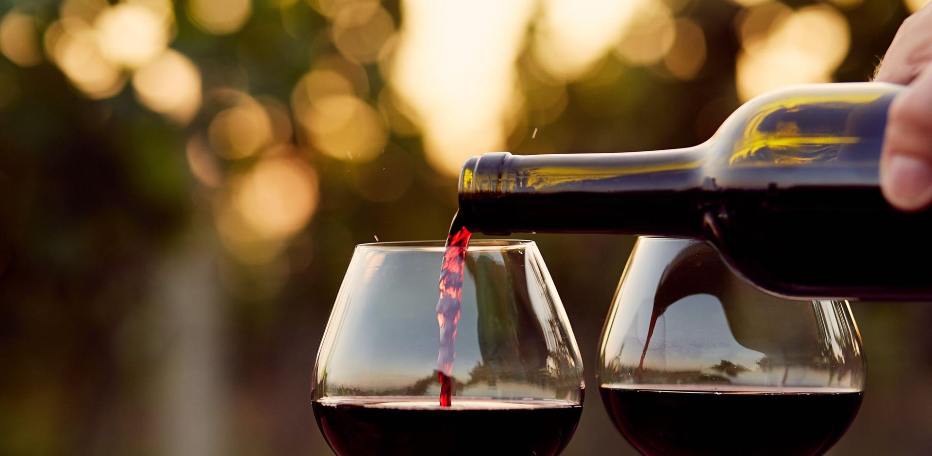 Pouring red wine into glasses in the vineyard, toned; Shutterstock ID 314750660; PO: Project Italy - Facilities images; Job: Project Italy - Facilities images; Client: H&J/Citalia