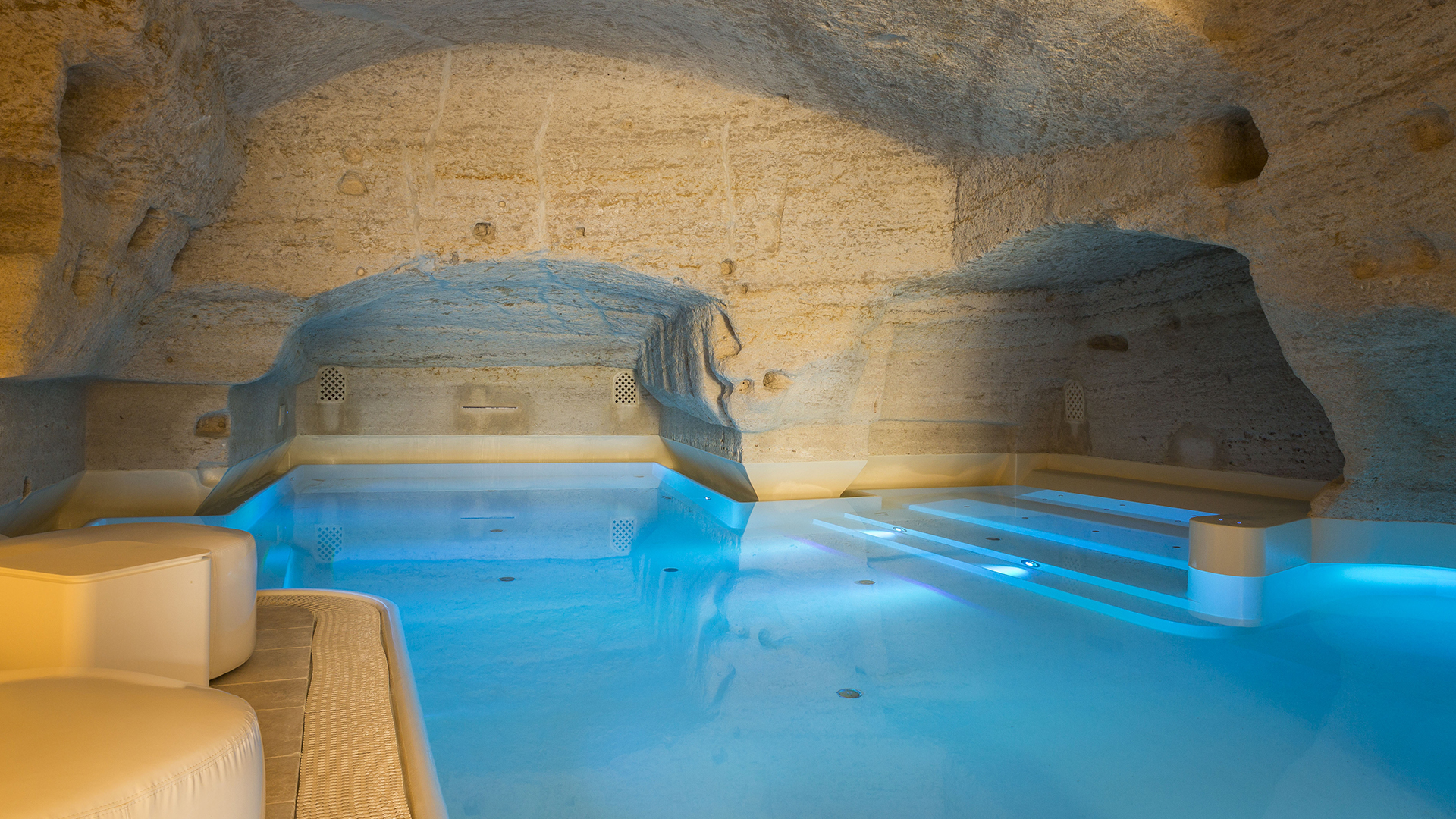 a blue pool of water