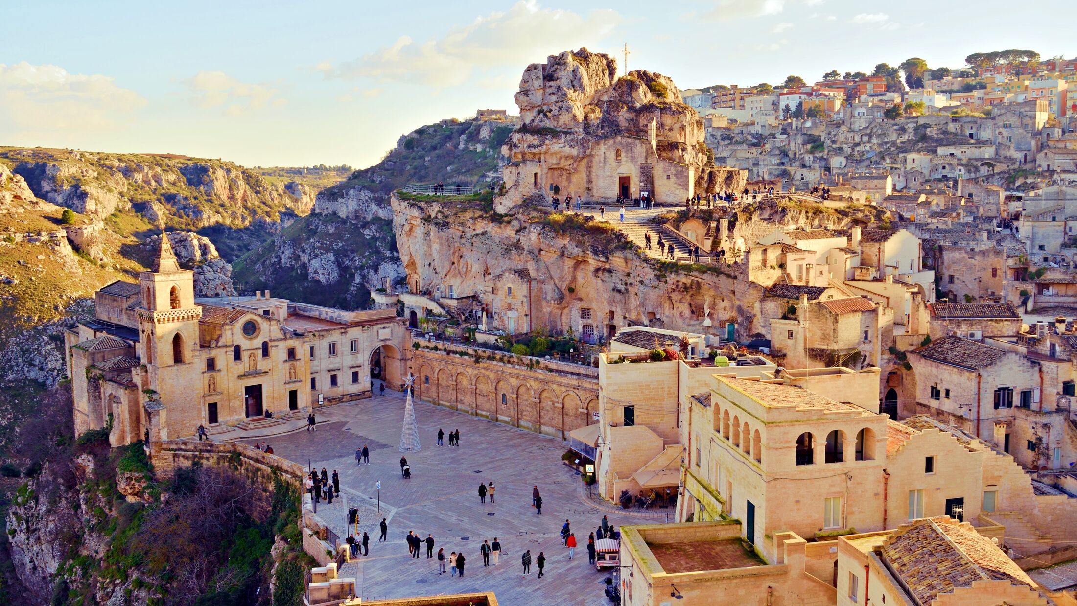 panorama of the famous Sassi di Matera carved into the rock in Basilicata, Italy